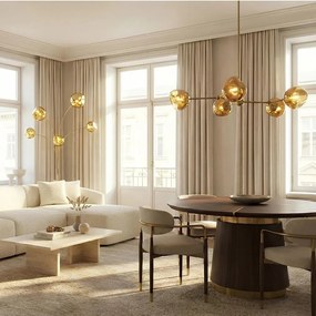 Lampa de podea moderna cu 5 globuri sticla aurie LIQUID DIAMOND