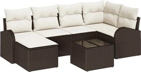 vidaXL Set de canapele pentru grădină 7 pcs Maro poliratan