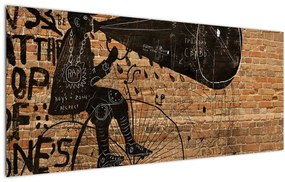 Tablou - Barbat cu biciclete stil Bansky (120x50 cm)