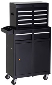 Carucior de lucru DURHAND, dulap pentru unelte, cutie de unelte cu 5 sertare, roti 360° din metal, 60 x 28 x 104,5 cm | Aosom Romania