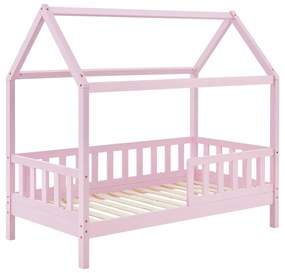 Patut Marli 90 x 200 cm cu 2 sertare si grilaj sipci - roz