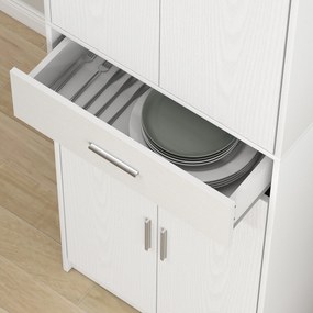 HOMCOM Dulap de bucătărie modern cu dulapuri cu uși, rafturi reglabile și sertar, 60 x 35 x 180 cm, alb | Aosom Romania