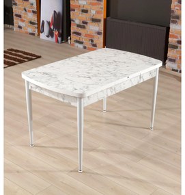 Masă sufragerie Vopami (alb + gri) (pentru 4-6 persoane). 1093738