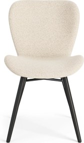 MAZZONI EXPORT ALTEA Crem (țesătură Monza 90) / picioare negre – SCAUN MODERN TAPIȚAT CU BOUCLÉ PENTRU LIVING, SUFRAGERIE ȘI BUCĂTĂRIE