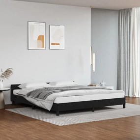 Cadru de pat cu tablie, negru, 180x200 cm, piele ecologica Negru, 180 x 200 cm