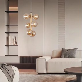 Lustră LED pe cablu Wofi 6014-601W VILLA 6xG9/3W/230V auriu
