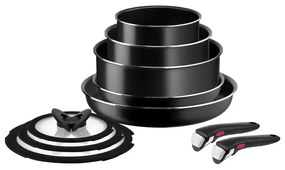 Set de vase pentru gătit 10 buc. din aluminiu Ingenio Easy Cook &amp; Clean Black – Tefal