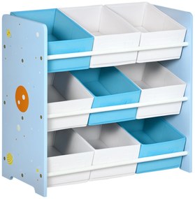 ZONEKIZ Dulap pentru Jucării cu 9 Coșuri Detasabile din Țesătură Albastru | Aosom Romania