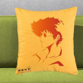 Perna Decorativa Cowboy Bebop Spike Silueta Gradient, 40x40 cm, Galben, Husa Detasabila, Perna Inclusa, BEKZ®