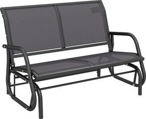 Outsunny Banca Tip Leagan 2 Locuri din Metal, Negru, 123x70x87 cm | Aosom Romania