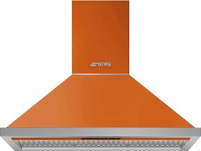 Hota decorativa SMEG Portofino KPF9OR, 275 W, A+, 781 m³/h, 3 viteze, 3 filtre, Supapa, Otel inoxidabil, LED, Portocaliu