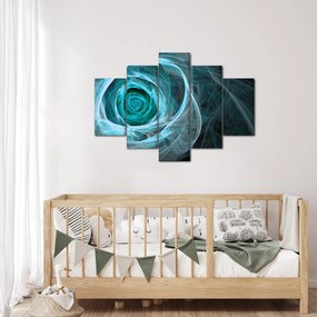Tablou - Abstract trandafir albastru cu fundal negru (150x105 cm)