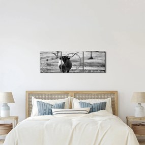Tablou - Vacă,alb-negru (cu ceas) (90x30 cm)