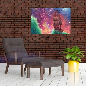 Tablou - Cerul spațial cu navă (90x60 cm)