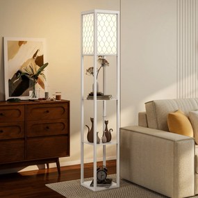 Homcom Lampa Pom 160 cm – Negru cu Rafturi pe 3 Niveluri | Aosom Romania