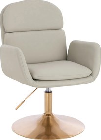 HR480N Scaun Ecru Piele Ecologica Premium Soft cu Bază Aurie