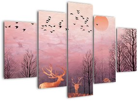 Tablou - Căprioare în strălucirea apusului de soare (150x105 cm)