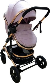 Carucior nou nascuti 3 in 1 Baby Care™ PRO 531 , Cadru Aluminiu, Amortizoare, Roti din cauciuc plin AVE, Landou, Scoica auto, Spatar reglabil 3