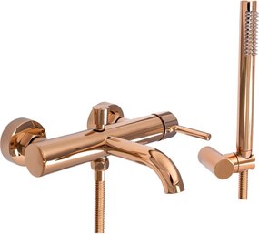 Baterie cada - dus Rea Lungo rose gold cu set de dus