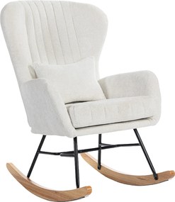 HOMCOM Fotoliu balansoar, rocking chair cu pernă, șezut căptușit, spătar înalt, 67 x 88 x 104 cm, alb | Aosom Romania