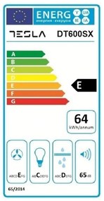 Hota telescopica incorporabila Tesla DT600SX, 110 W, 280 m³/h, 1 motor, 2 filtre aluminiu, 3 viteze, Inox