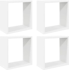 vidaXL Rafturi de perete în formă de cub, 4 buc., alb, 30x15x30 cm
