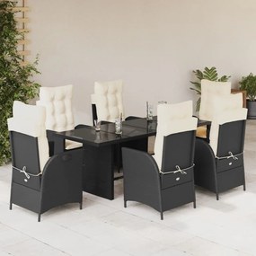 3213112 vidaXL Set mobilier de grădină cu perne, 7 piese, negru, poliratan