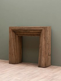 Consola pentru semineu, din lemn reciclat, aspect rustic, Asturias