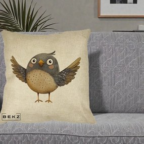 Perna Decorativa Pasare cu Aripi Intinse, 40x40 cm, Crem, Husa Detasabila, Perna Inclusa, BEKZ®
