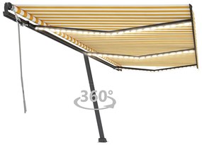 Copertina retractabila manual cu LED, galben si alb, 600x350 cm