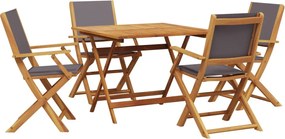 vidaXL Set mobilier de grădină 5 piese textil antracit/lemn masiv