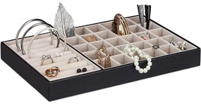 Cutie pentru bijuterii inclusiv cutie pentru inele 30 compartimente Catifea/piele ecologica 20 x