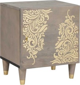 vidaXL Noptieră cu ușă Gri 40 x 33 x 46 cm Lemn de mango solid