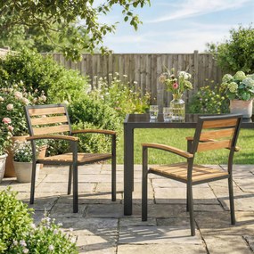 Outsunny Set de 2 Scaune Empilabile de Exterior din Lemn cu Finisaj Natural | Aosom Romania