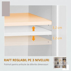 HOMCOM Bufet de Bucătărie din Lemn, Mobilier cu 3 Uși, Rafturi Reglabile, Stil Scandinav, pentru Living, Sufragerie, 90x30x90cm, Alb | Aosom Romania