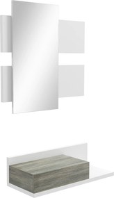 Mobilier de Intrare 2 in 1 cu Oglinda de Perete 75x3.5x75cm si Sertar 75x30.5x20cm, pentru hol, din MDF si Sticla, Gri-Alb HOMCOM | Aosom Romania