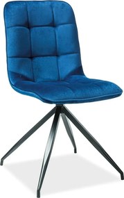 Scaun tapitat Texo, albstru/negru, stofa catifelata/metal, 47x42x86 cm