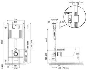 Rezervor incastrat cu clapeta de actionare negru mat, Cersanit System 51 Pneu S