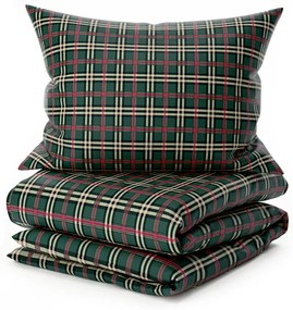Set 2buc Lenjerie cocolino GLENMOORE verde + Cearsaf Cocolino microplus cu elastic SOFT 180x200 cm alb, pat dublu