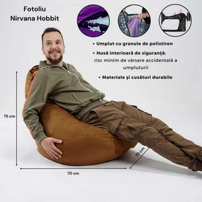 Fotoliu Nirvana Hobbit, Material Piele ecologica - Turcoaz