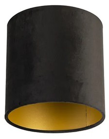 Abajur din catifea negru 20/20/20 cu interior auriu