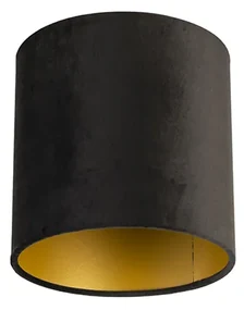 Abajur din catifea negru 20/20/20 cu interior auriu