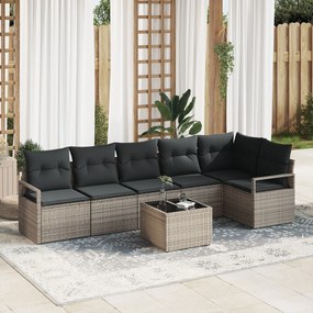 Set de canapea de grădină vidaXL cu 6 piese și perne Ratan poli negru