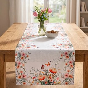 decoDoma Traversă de masă cu imprimeu PĂȘUNE PROASPĂTĂ 40 x 110 cm