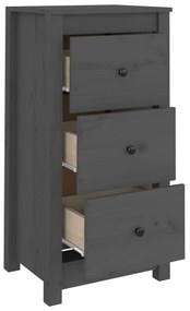 Servanta, gri, 40x35x80 cm, lemn masiv de pin 1, Gri, Dulap cu 3 sertare