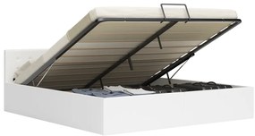 vidaXL Cadru pat hidraulic, depozitare, alb, 160 x 200 cm, piele eco