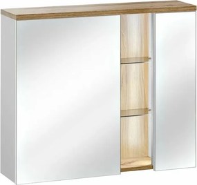 Dulap cu oglinda 80 cm cu 2 usi Comad Bahama alb si stejar Wotan
