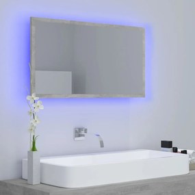 Oglinda de baie cu LED, gri beton, 80x8,5x37 cm, lemn prelucrat Gri beton