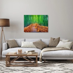 Tablou pe sticlă - Pădure de bambus japoneză (70x50 cm)