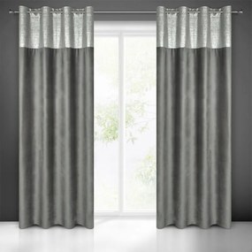 Perdea opacă gri, cu aplicare în partea superioară 140x250 cm